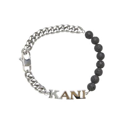 Armband KARL KANI "Karl Kani KK Retro Kani Lavapearl Bracelet", schwarz (silber, schwarz), Armbänder, Damen, onesize, Stahl, Armband