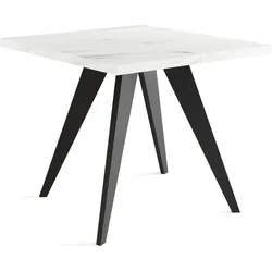 ESSTISCH Quadro quadratischer ausziehbarer, Marmor Weiß 100-200/100/76 cm