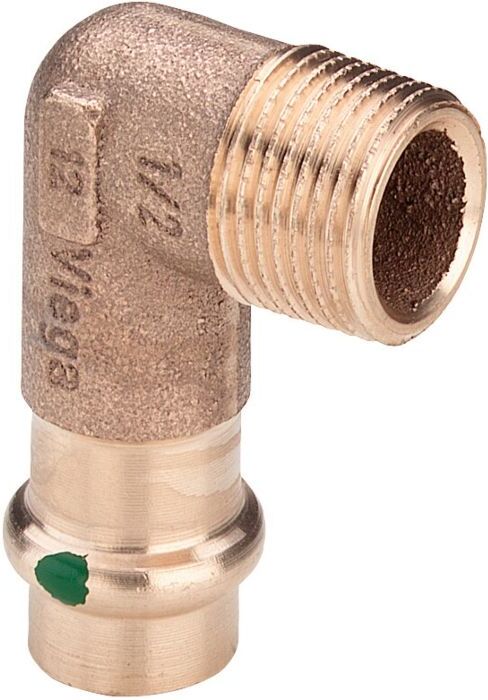 Viega Sanpress Winkel 335281 15 mm x R 1/2, 90°, Rotguss oder Siliziumbronze, SC-Contur