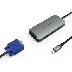 Adam Elements CASA A08 Multi-Function Hub 8in1, grey (USB-C, 6 Ports), Dockingstation + USB Hub, Grau