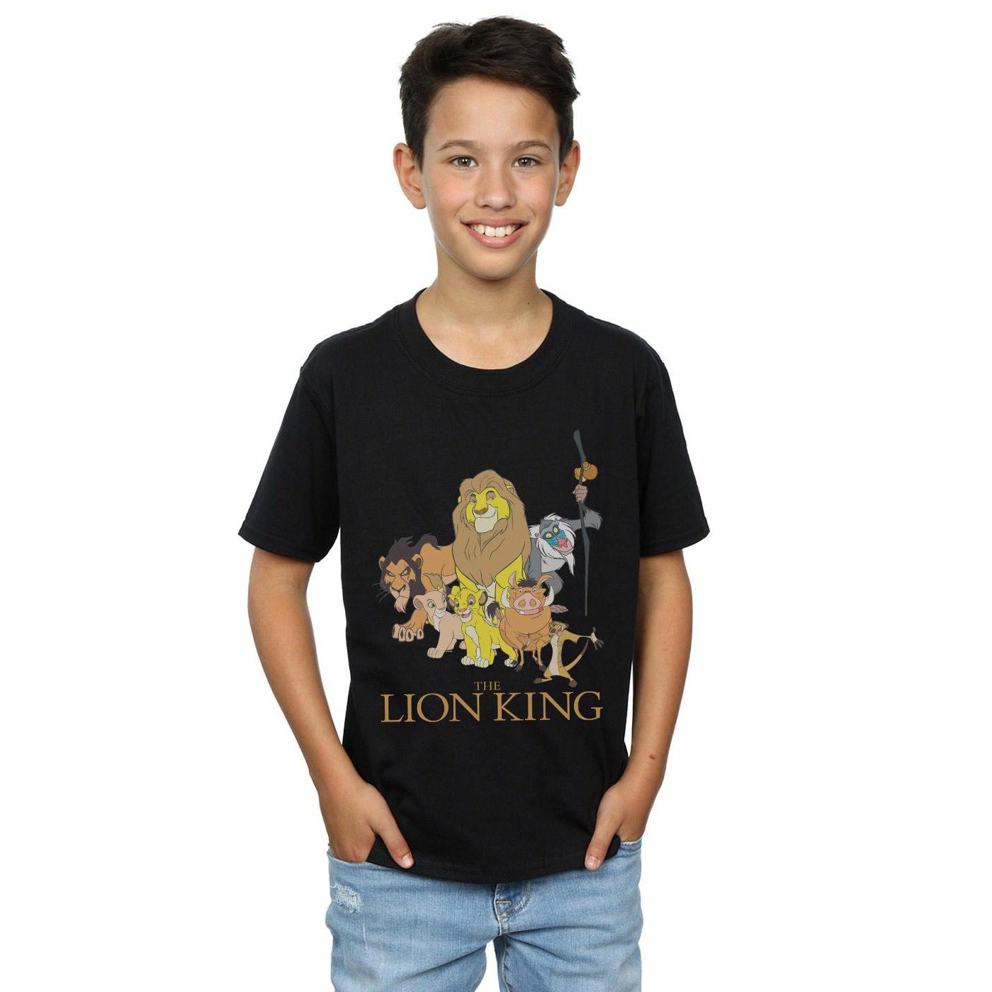 Disney Jongens The Lion King Groep T-Shirt (Zwart)