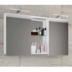 Badschrank Spiegel weiss modern 112 cm breit Drehtüren
