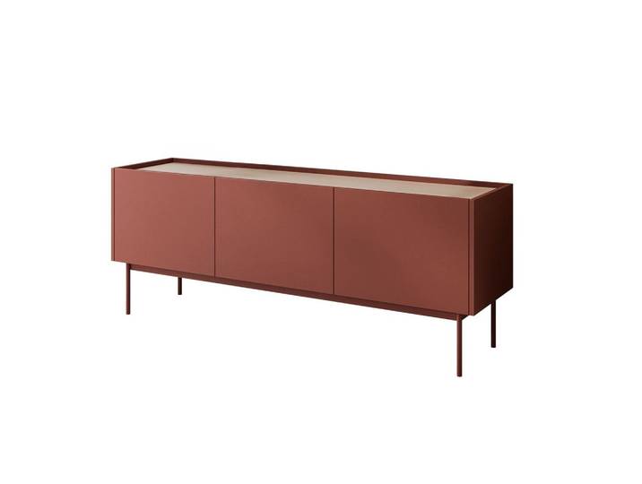 RTV Schrank ESSENCE 144 Keramik Rot / Eiche Linea