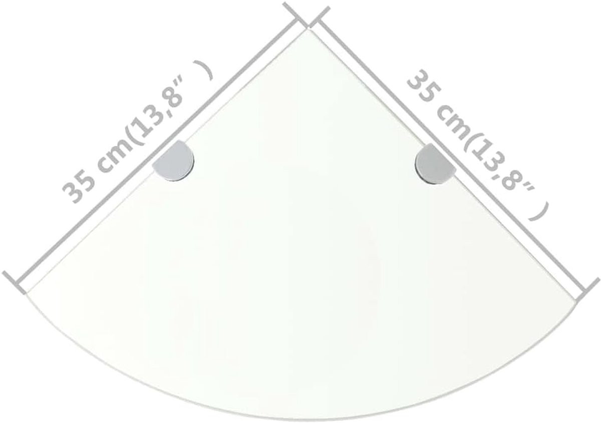 Set van 2 gehard glazen hoekplanken voor de badkamer, keuken of woonkamer, 35 x 35 cm