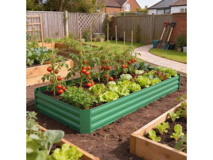 Outsunny Jardinière Carrée Galvanisée Vert 240x120x30cm