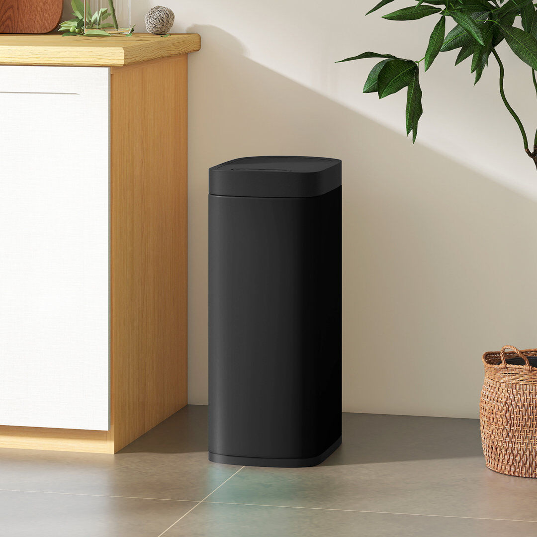 HOMCOM 50L Sensor Bin, Touchless Kitchen Bin, Battery Operated, Black Black 50L