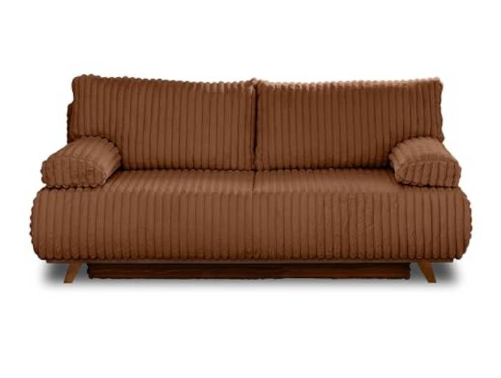 Best Möbel Cristal - 3-Sizter Sofa - Schlaffunktion und Bettkasten - aus geripptem Kunstpelz Rostfarben