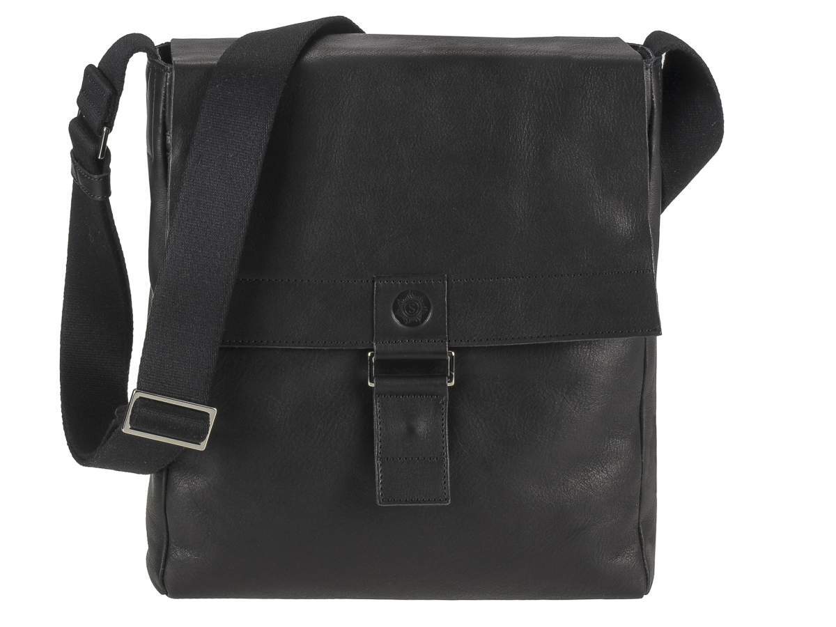 Sonnenleder Umhängetasche Leder Schultertasche GRANADA G Messenger Damen Herren schwarz 101-661-02a
