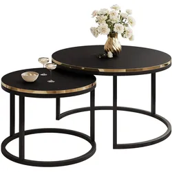 COUCHTISCH SOLEIL 2in1, rund, Mattschwarz