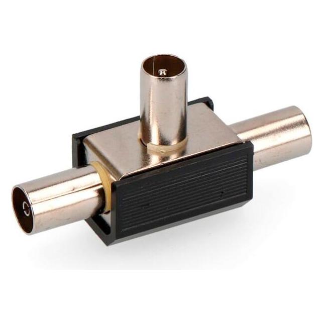 EDM Koaxialer TV-Splitter Kunststoff 2 Sockel + 1 Stecker schwarz geschrumpft (49376638)
