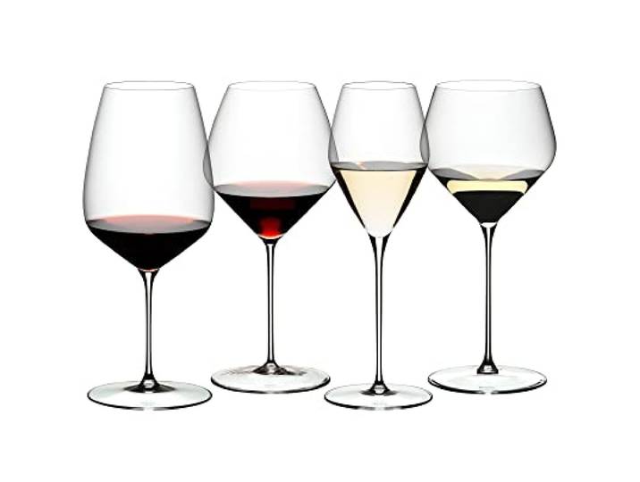 Riedel Veloce Probierset, Weingläser, 4er Pack, Cabernet, Pinot Noir, Sauvignon Blanc, Chardonnay - Spülmaschinenfest, Kristallglas - 5330/47