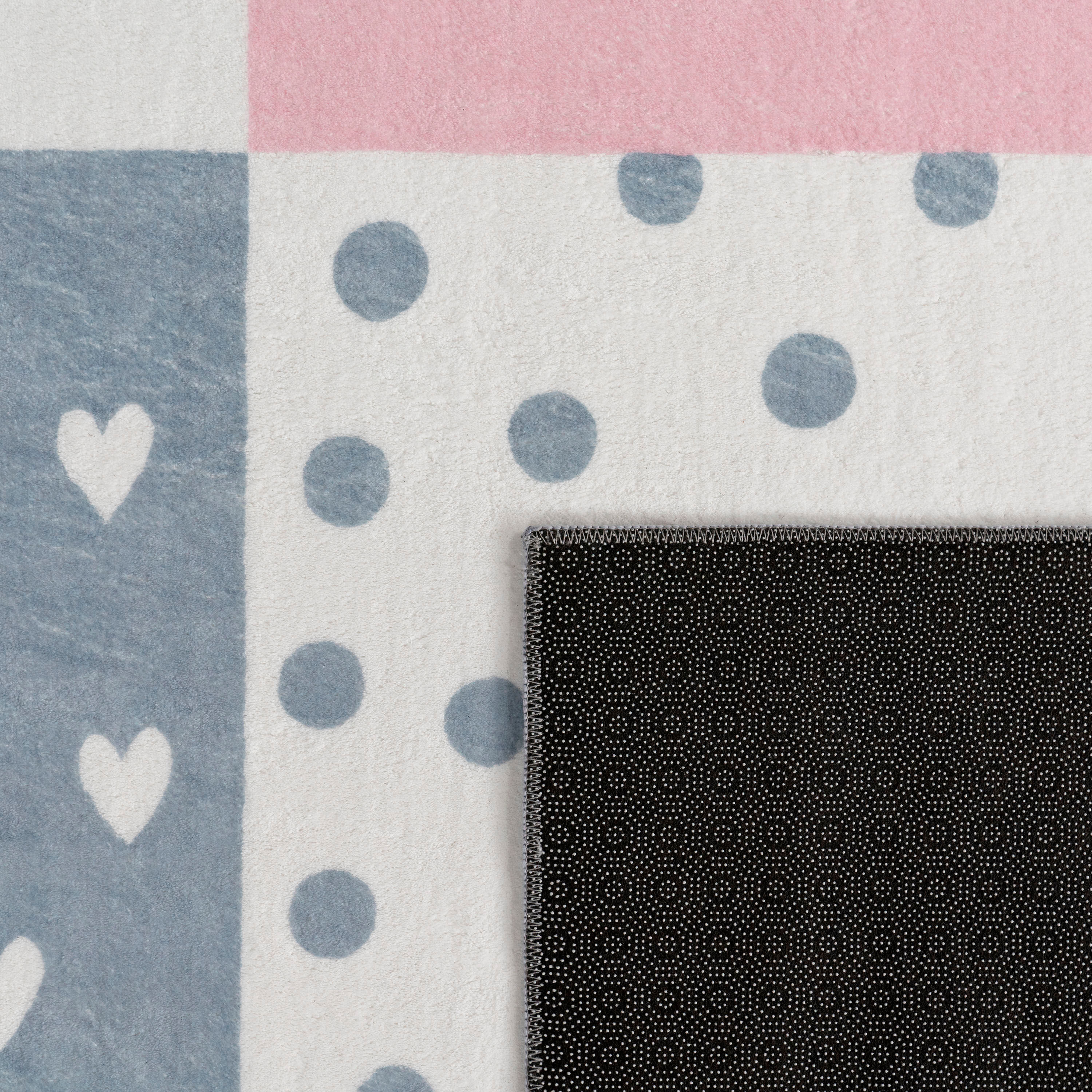 Kinderteppich PACO HOME "Eliz 391", pink, B:160cm H:12mm L:160cm Ø:160cm, Polyester, Teppiche, Kinderteppich, Kurzflor, Spielteppich, Patchwork-Muster, Motiv Krone, Herz & Punkte pink B : 160cm Ø 160cm 1 Stk., 12mm, L: 160cm Ø 160cm