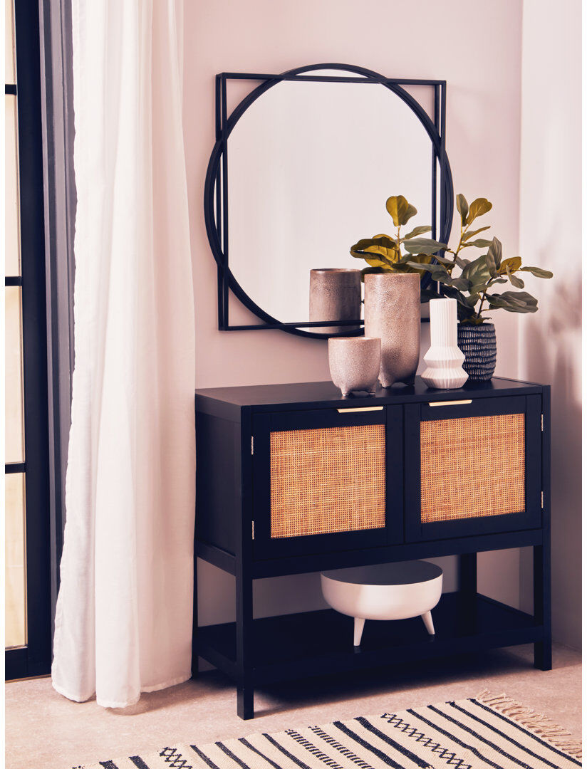 Bay Isle Home Achaius 2 - Door Standard Accent Cabinet Black/Gold 73cm H X 85cm W X 38cm D