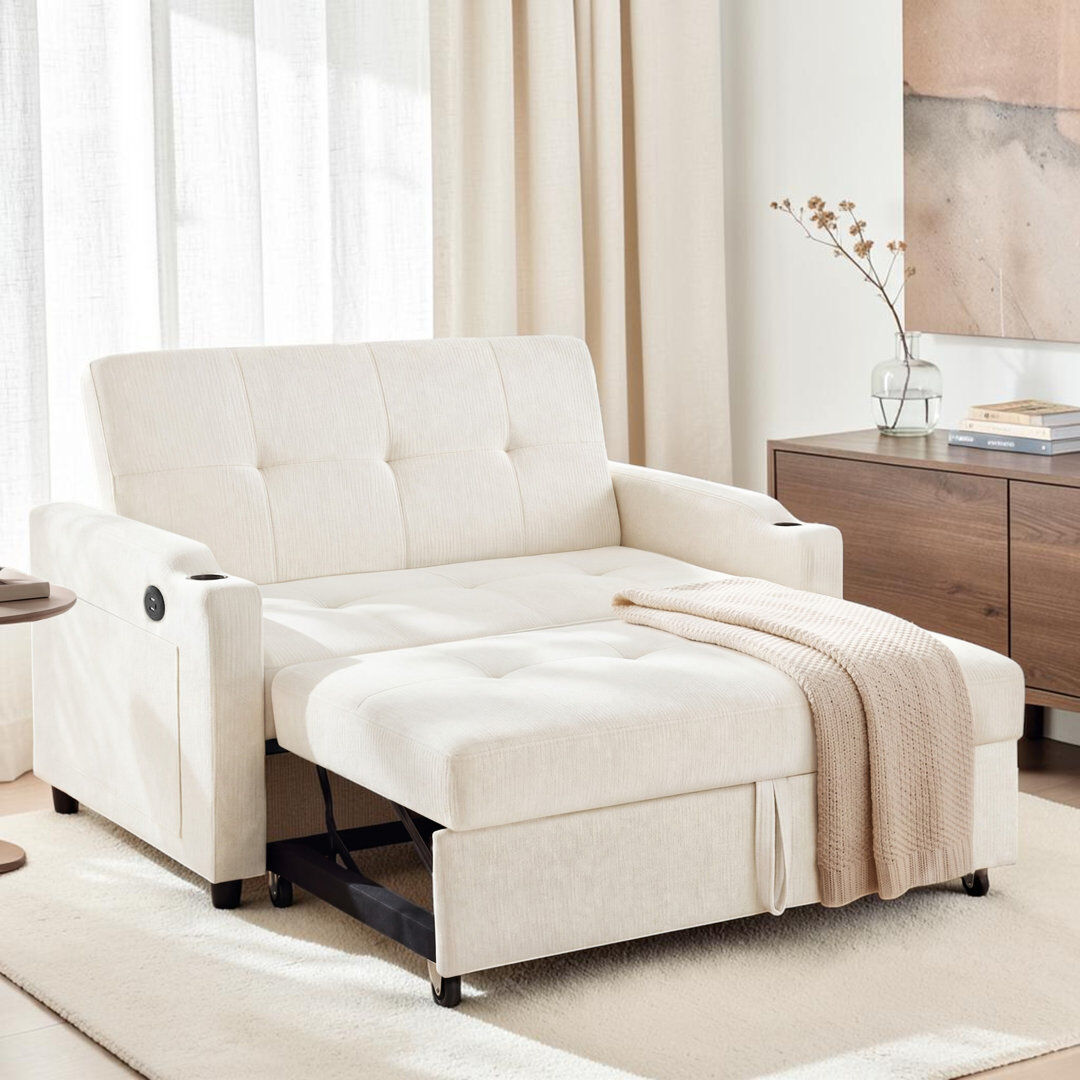 Rebrilliant Sofa Off White Chenille 85cm H X 135cm W X 80cm D