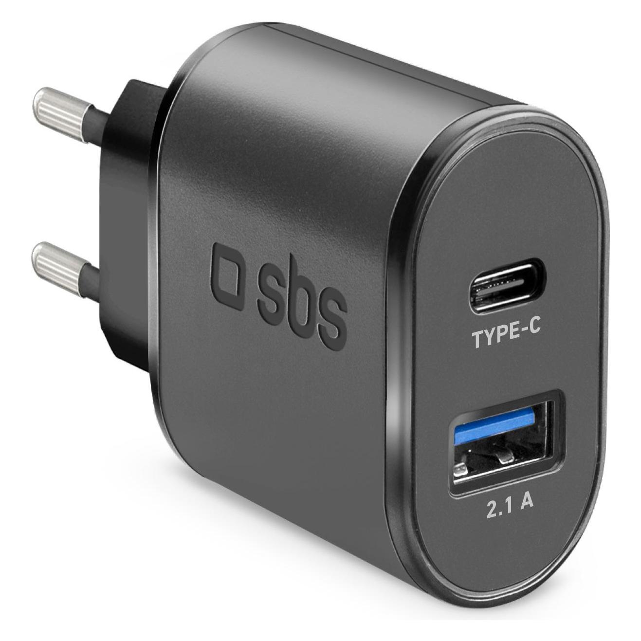 SBS Fast-charging USB - Type-C travel charger (10 W, 2 Ports) (TETRAVUSBTC2AFAST)