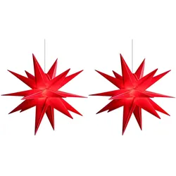 Novaliv, LED Weihnachtsdeko, 2er Sparset Weihnachtssterne Dekosterne 55cm Rot Aussen Kabel mit Trafo & Timerfunktion 3D