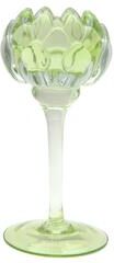 IH Casa Decor "8"" Glass Tulip Bloom Candle Holder Green"