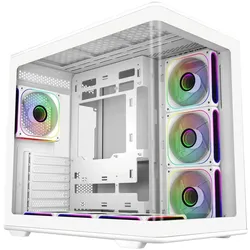 Cooler Master CoolerMaster Geh Elite 600 7fans White (ATX, mATX, Mini-DTX, Mini-ITX), PC Gehäuse, Transparent, Weiss