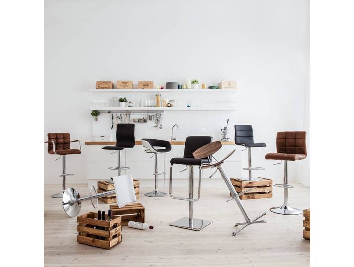 Barstuhl Fitzgerald 53 x 96 x 49cm Antikbraun / Chrom 2er Set