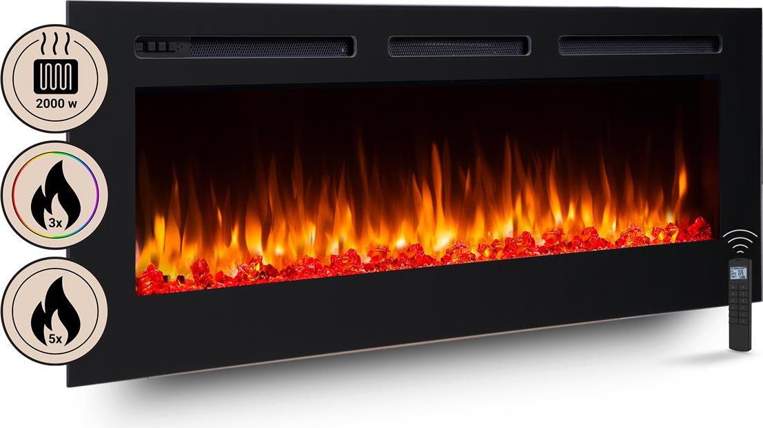 Elektrokamin Einbaukamin BALDERIA Fiamma 60 - Heizung bis 2000 W, schwarz