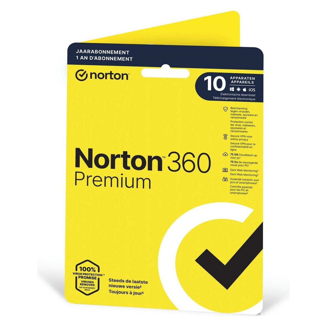 Norton 360 PREMIUM 75GB GE 1 USER 10 DEVICE 12 Months GENERIC MM (1 User, 12 Monate) (21405825)