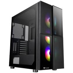 Thermaltake CA-1W1-00M1WN-01 Midi-Tower PC-Gehäuse Schwarz 3 Vorinstallierte LED Lüfter, LCS Kompatibel, Seitenfenster, Für DIY Wasserkühlung geeignet, Für AIO
