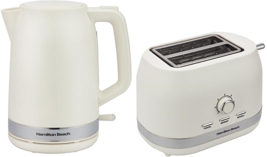 Hamilton Beach Ella Collection 1.7L Kettle and 2 Slice Toaster Set Cream