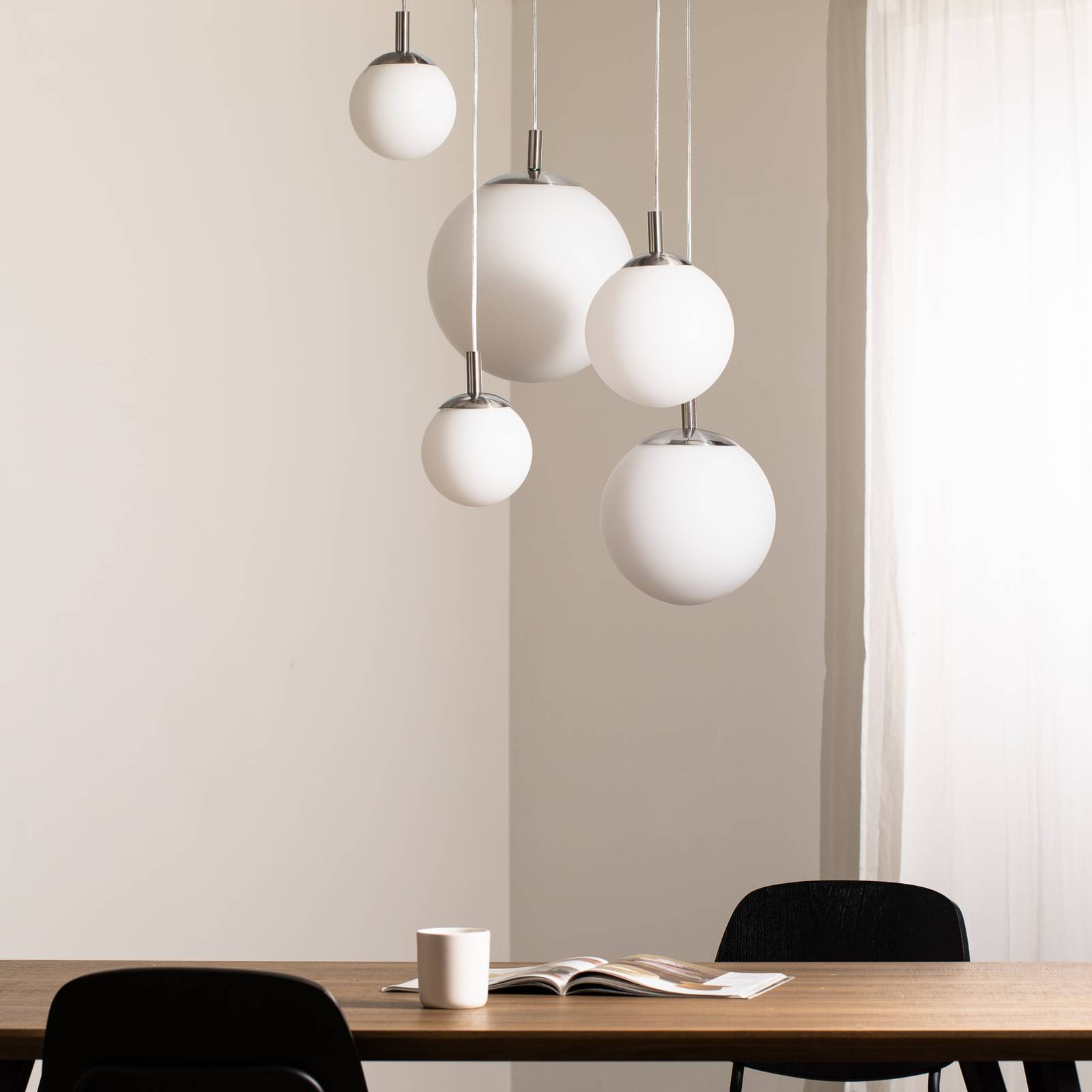 Glas Hängelampe Maroni Argon, dimmbar, chrom / silber, für Wohn- / Esszimmer, Glas, Modern, Pendelleuchte