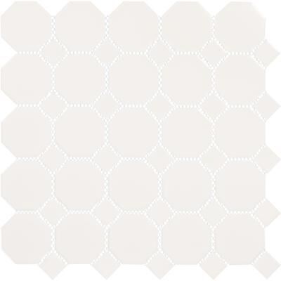 Daltile Octagon and Dot 2 x 2 Ceramic Mosaic Wall & Floor Tile in White/White, 10PK - 12x12