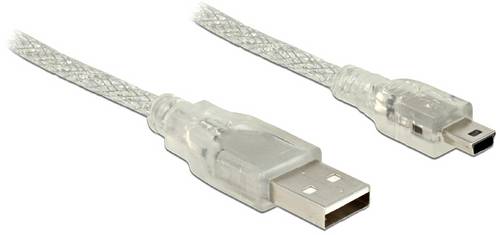 Delock USB-Kabel USB 2.0 USB-A Stecker, USB-Mini-B Stecker 1.00m Transparent 83905