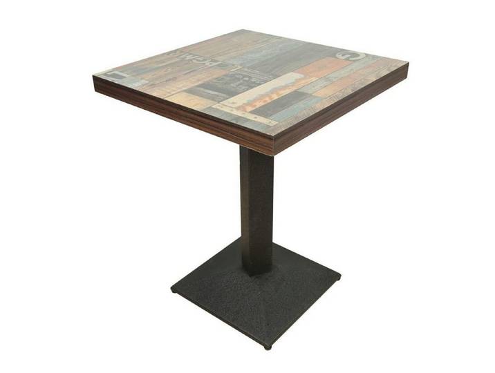 LuxusKollektion Stehtisch Esstisch quadratisch Eisen Holzbohlen 60x60cm Weiss Beton (1-St)