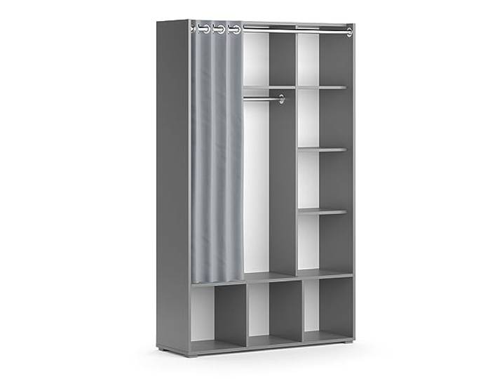 Vicco Kinderkleiderschrank Luigi , Grau 105.8 x 178.1 cm mit Vorhang-Kleiderstange, kombinierbar mit weiteren Möbeln der Serie Luigi