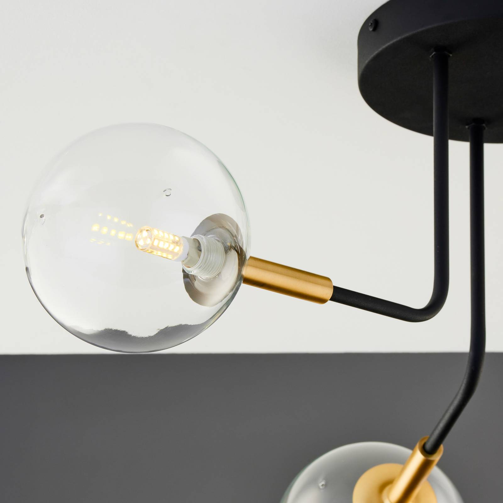 Deckenlampe Burano Jupiter, dimmbar, schwarz, für Wohn- / Esszimmer, Glas, Modern, Deckenlampe