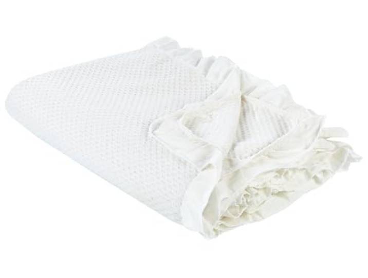 Beliani Tagesdecke Baumwolle Creme weiß 220 x 240 cm mit Rüschen Hatton