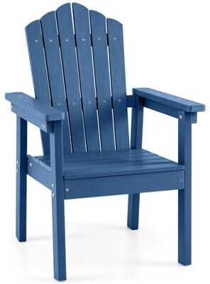 Costway Outdoor Adirondack Chair with High Backrest and Wide Armrests for Deck Poolside-Navy