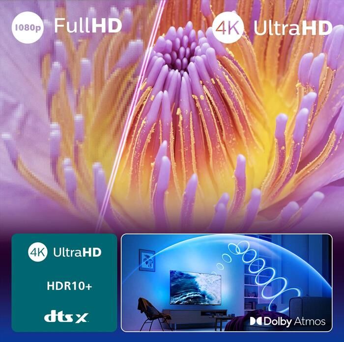 Philips Smart Tv Ambilight Led 4k 43" 43pus8010-black