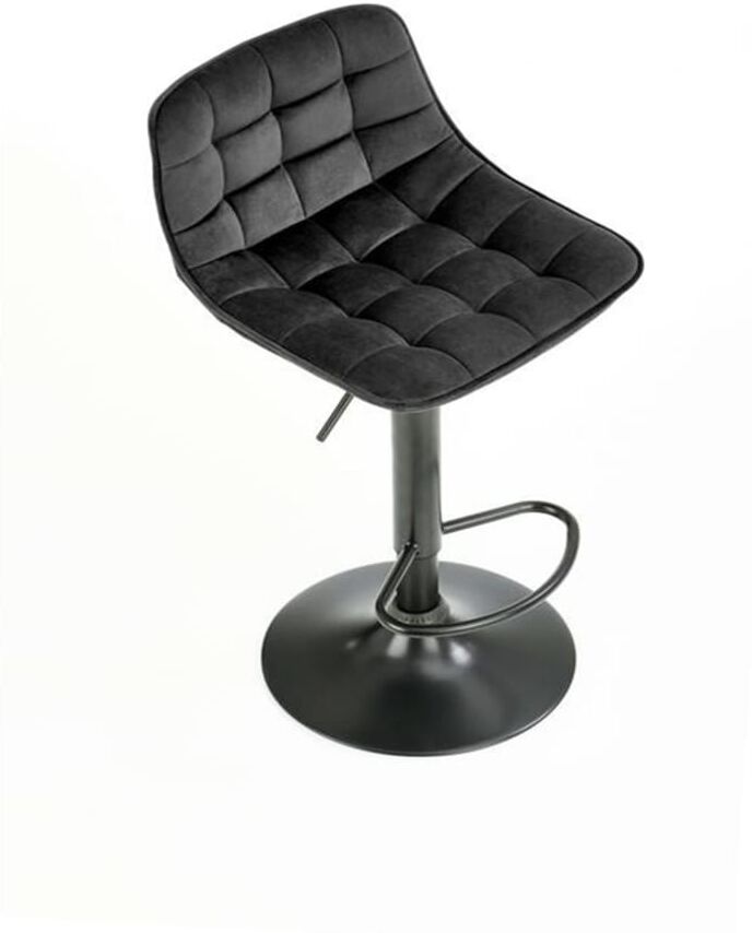MSO Tabouret de bar en velours de polyester noir Noir 44x84x43cm