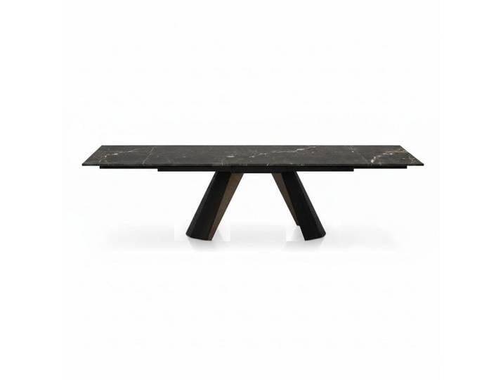 Xlmoebel Esstisch Moderner Esstisch in Schwarz mit Marmorimitat und Metallgestell (Esstisch, Moderner Esstisch), Made in Europa