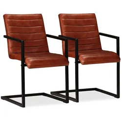 Décoshop26 - Set aus 2 Esszimmer-/Küchen-/Besucherstühlen mit braunem Stahlgestell und Echtlederbezug CDS020684