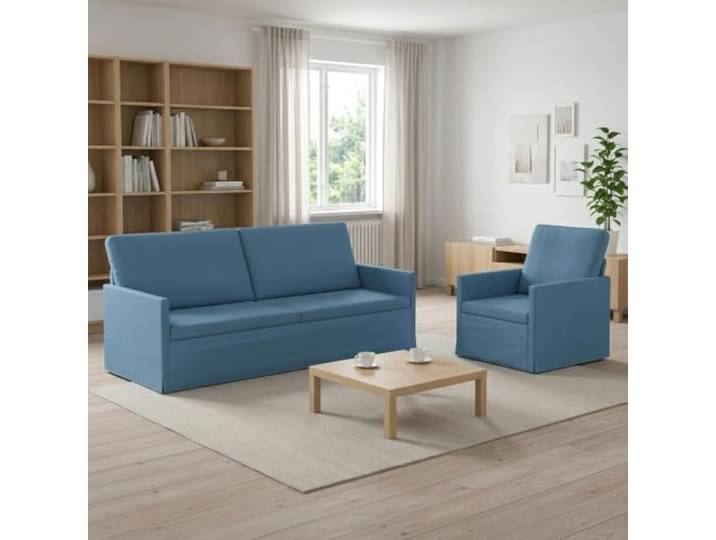 Sofa-Set 2 pcs Blau Cordstoff Metallrahmen,weiche Schaumkissen,unterstützende Armlehnen,Polyester-Nylon-Cord,Innenbereich,Montage erforderlich