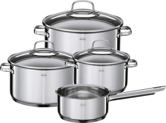 Rösle 4-delige kookgerei set van roestvrij staal 18/10 voor inductie en vaatwasser