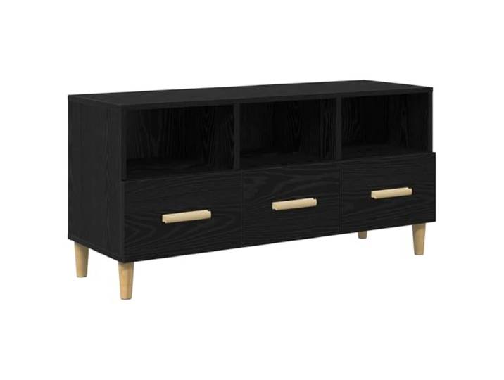 LKJephalotrope TV Schrank Schwarz Eichen Optik 102x36x50 cm Lowboard Praktisches Lowboard fuer Wohnzimmer und Schlafzimmer mit 3 Schubladen und 3 Regalfaechern fuer Mediengeraete.