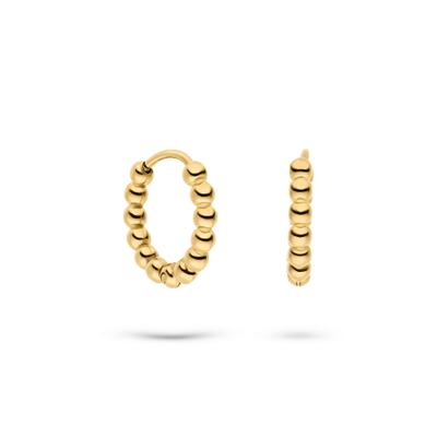 Paar Creolen S.OLIVER "Schmuck Geschenk Edelstahl Creolen The Steel Ball", gelbgoldfarben, Ohrringe, Damen, 14mm, Edelstahl