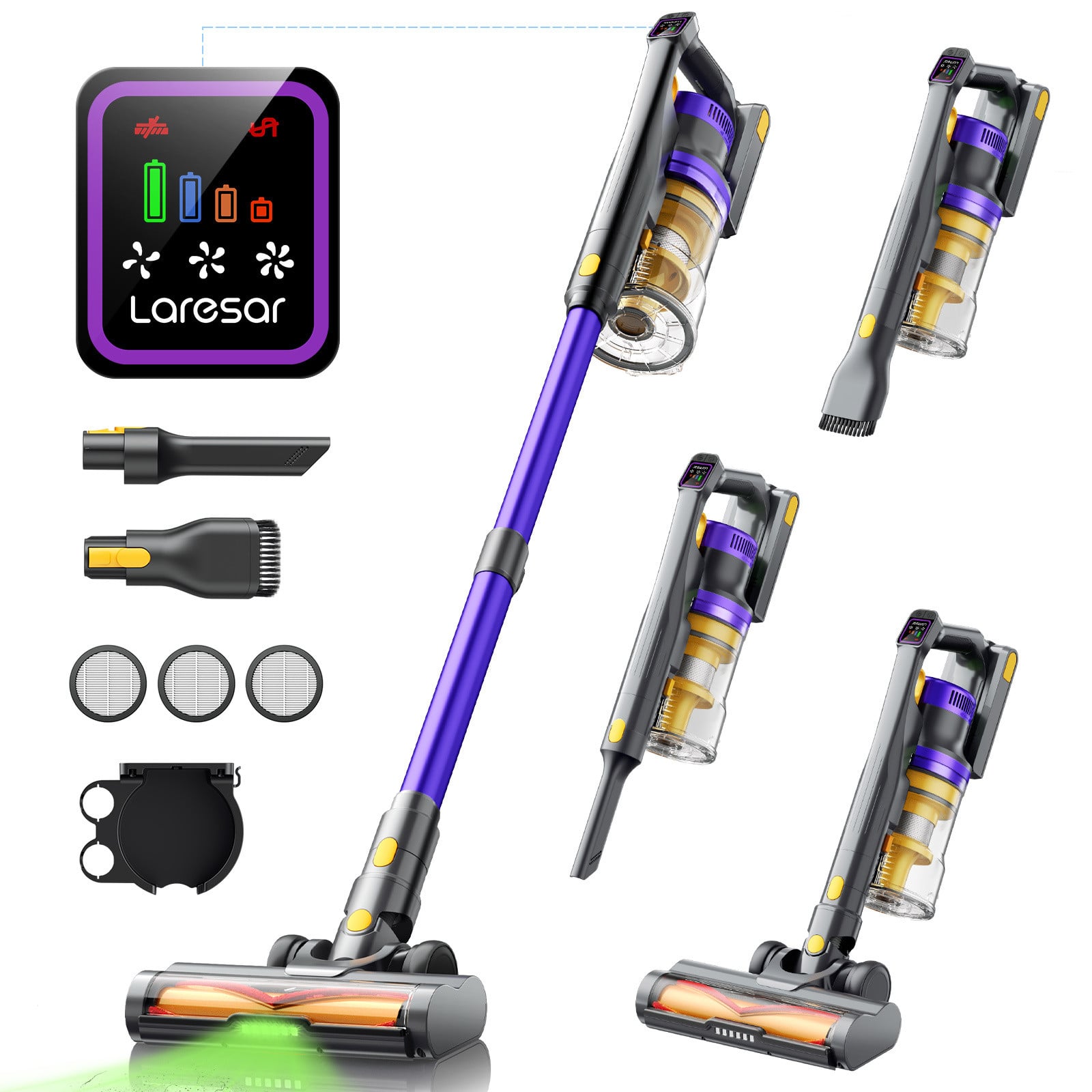 Laresar X11 Accu-stofzuiger, 550W, 75.000Pa, draadloze stofzuiger met touchscreen en anti-verstrengeling functie