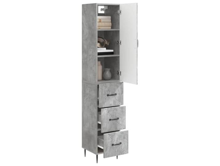 KTHLBRH Schrank-Set, 2-teilig, Grau, Beton, 33 x 34,5 x 90 cm Modernes Design, kompakte Struktur, einfache Montage, ideal für kleine Räume