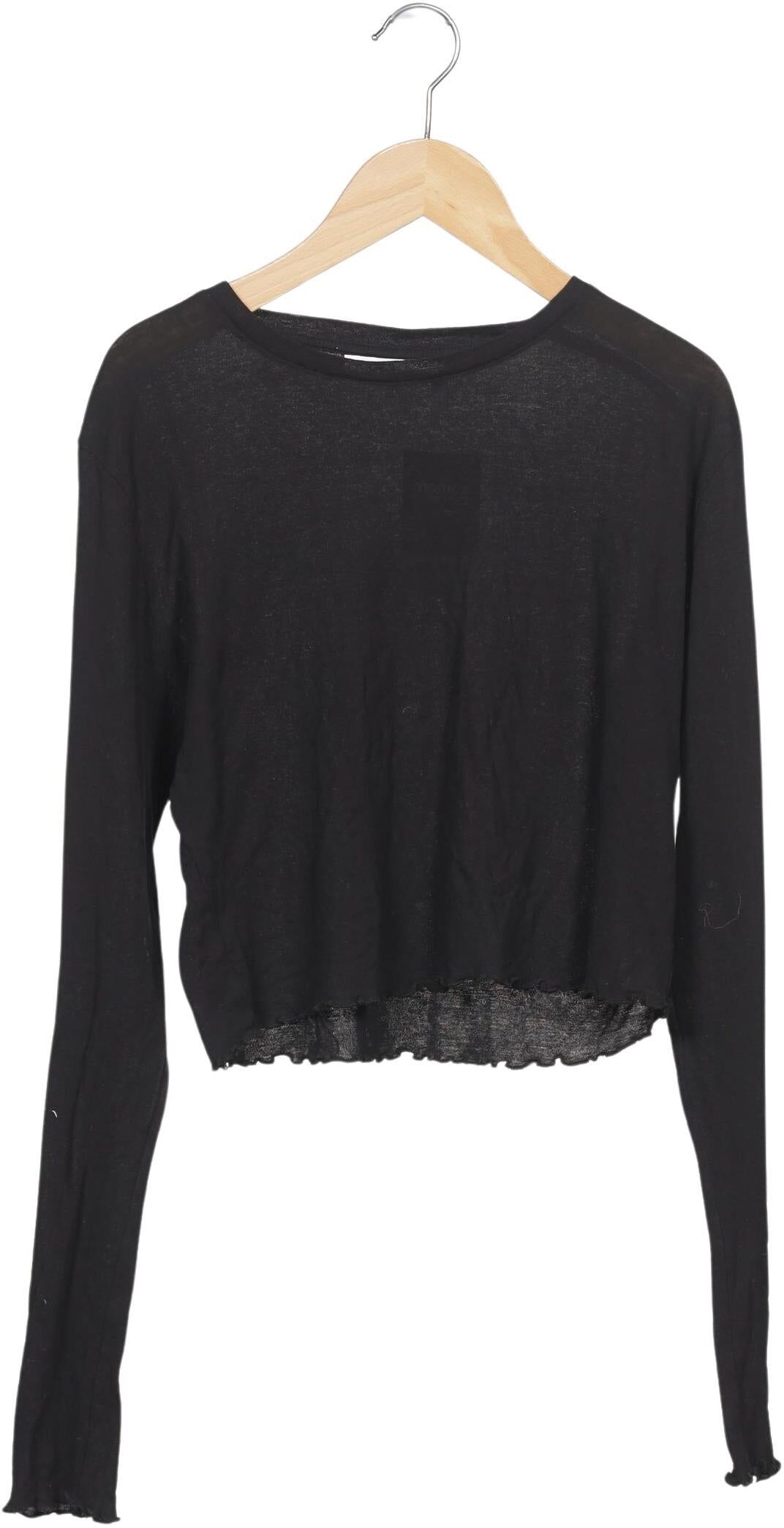 Weekday Damen Langarmshirt, Schwarz, Gr. L, Baumwolle - Second Hand