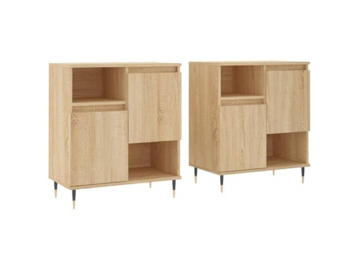Fisinber Sideboard 2er Set Sonoma-Eiche Holzwerkstoff 120x35x70 cm Stilvolle Anrichte im 2er Set mit viel Stauraum und stabiler Oberplatte für Wohnzimmer, Flur oder Schlafzimmer.