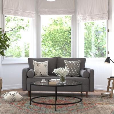 Lancaster Home Compact Upholstered Tufted Loveseat with Wooden Legs