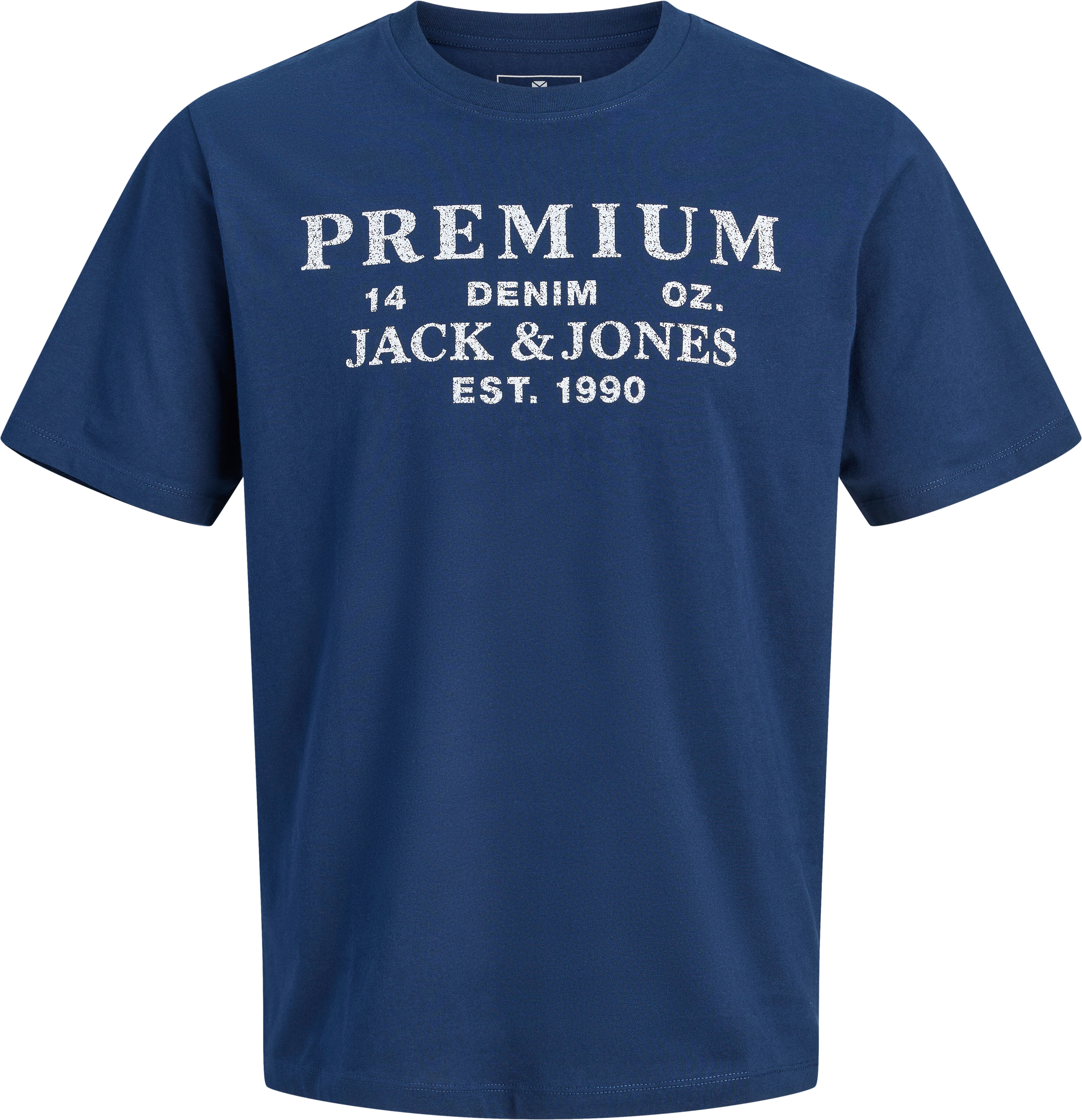 T-Shirt JACK & JONES "JPRBLUCALVIN SS TEE FST", Herren, Gr. S, blau (pageant blau), Jersey, Obermaterial: 100% Baumwolle, bedruckt, regular fit normal, Rundhals, Shirts T-Shirt pageant blau S