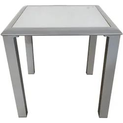 VILLANA Sylvania Beistelltisch, silber/weiß, Aluminium/Sicherheitsglas, 45 x 45 x 45 cm